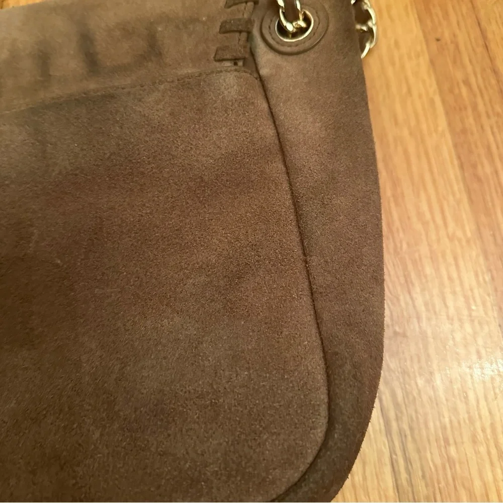TORY BURCH Marion River Rock Suede Flap Chain Shoulder